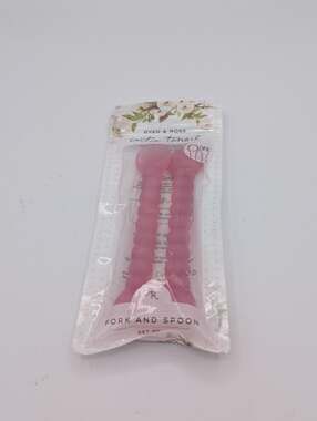 2 Pk New Ryan and Rose Cutie Tensil Pink Baby Spoon & Fork Utensils